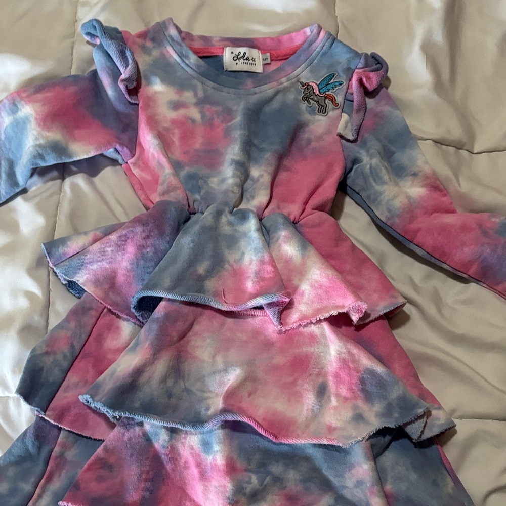 Lola + The Boys Pink and Blue Tie-Dye Dress